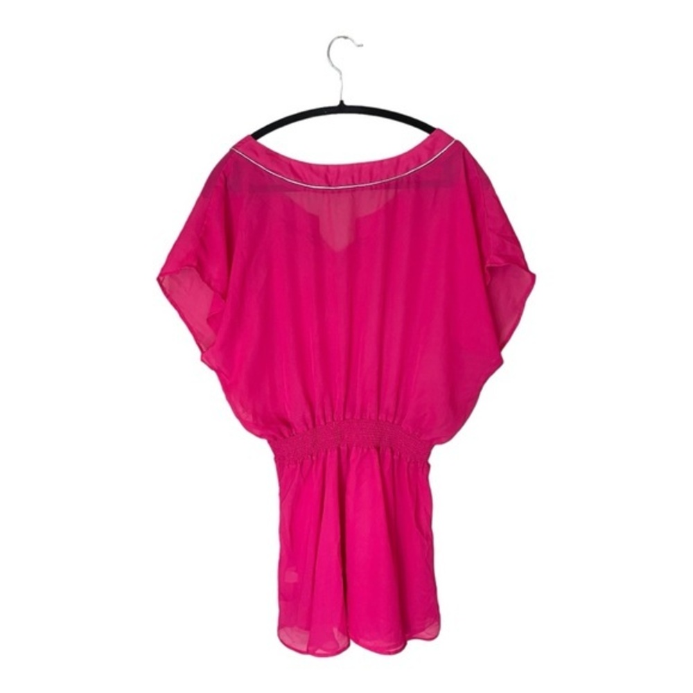 BKE Hot Pink Swim Suit Bathing Suit Coverup with Silver Piping Size Medium - Picture 2 of 7